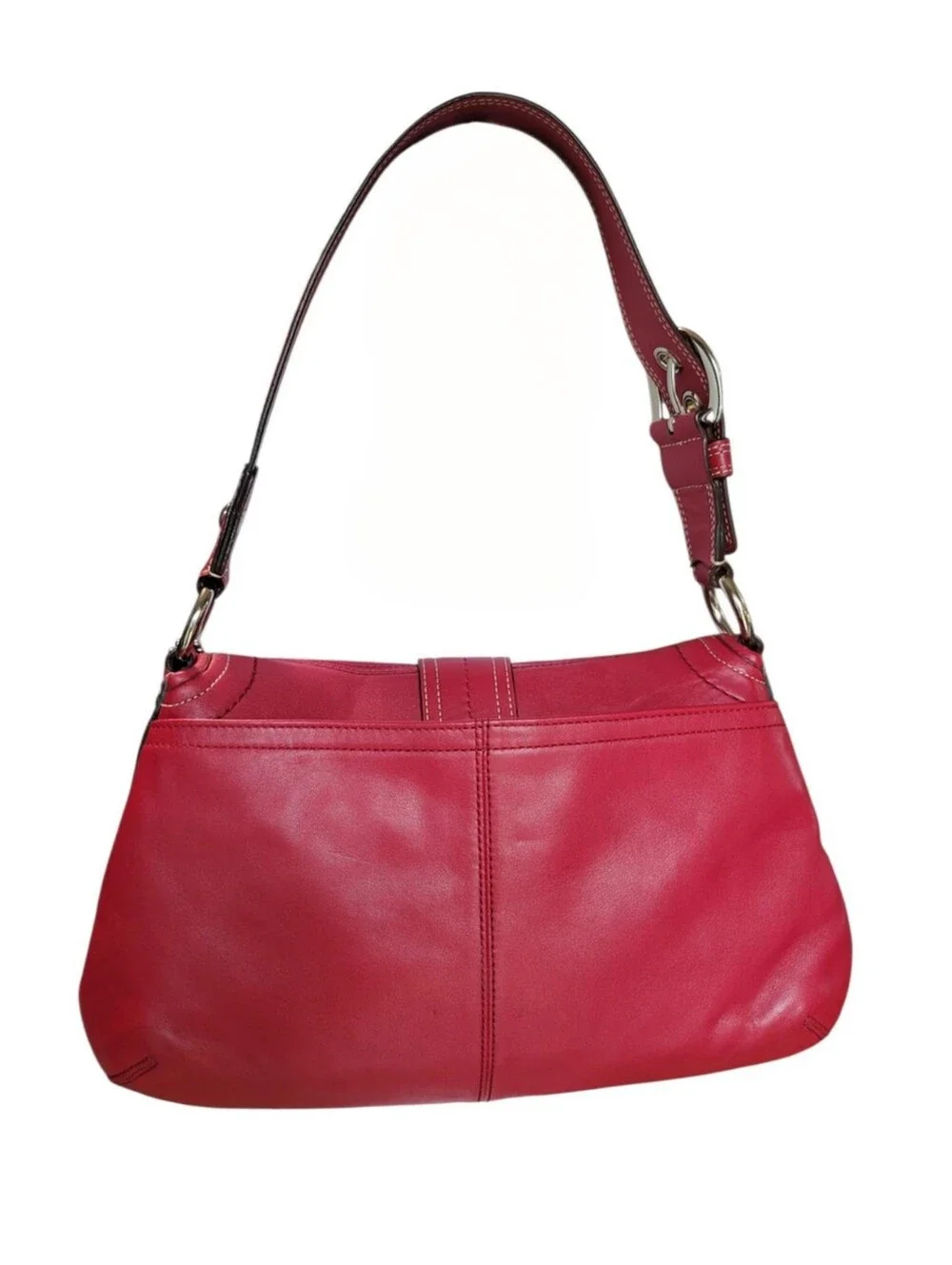 RARE Y2K Coach Cherry Red Pleated Soho Buckle Hobo Shoulder Bag Purse F15204
